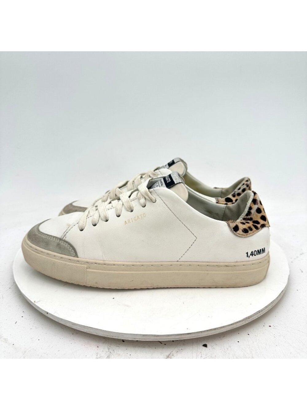 Axel Arigato Clean 90 Women Size 8.5 White Leather Leopard Print Casual Shoes